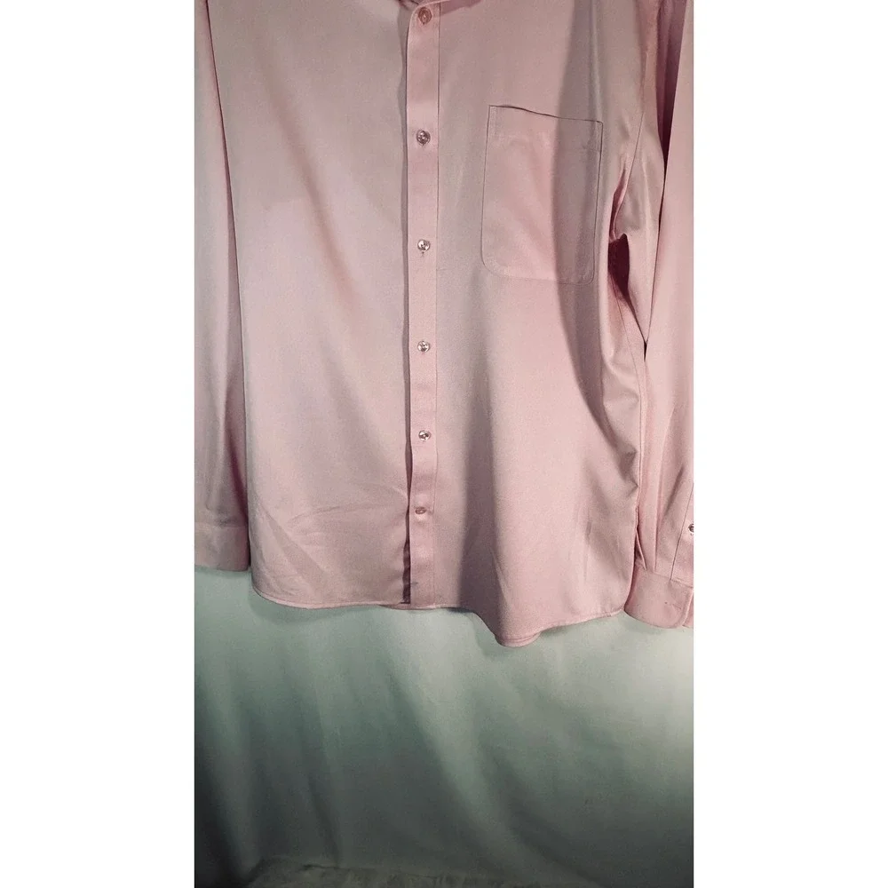 Alimens & Gentle Flex Mens Pink Long Sleeve Button Down Dress Shirt Size L Tall - Picture 5 of 13